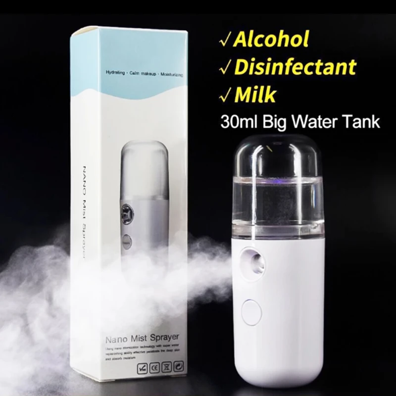 

2PCS/Set Portable Sprayer Alcohol Disinfectant Nano Cold Spray Bullet Electric Atomizer Anytime Anywhere Disinfecting Spray Tool