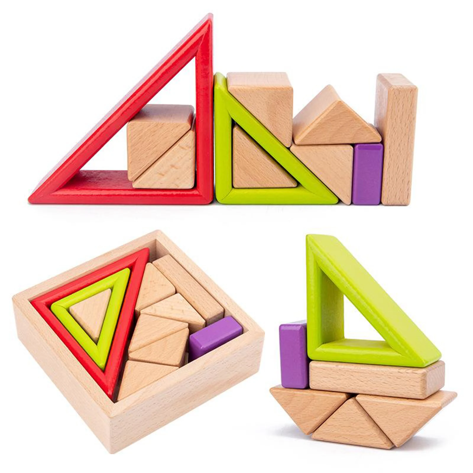 

Wooden Montessori Rainbow Building Stacking Blocks For Kids Educational Toy