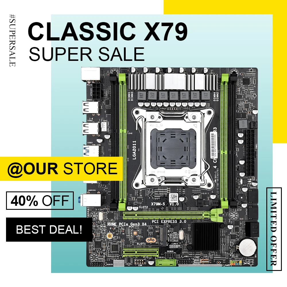 Материнская плата DAIXU X79M S LGA 2011 2 канальная DDR3 64 Гб ОЗУ M.2 NVME SATA2 USB 0 для Xeon E5 всех