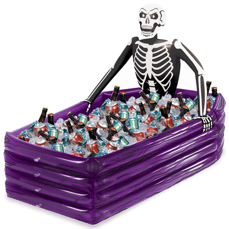Halloween Beverage Bucket Skull Inflatable Drinking Cooler Pool Theme Party Decoration Kids Outdoors Sport Play Toys Bathtub | Дом и сад