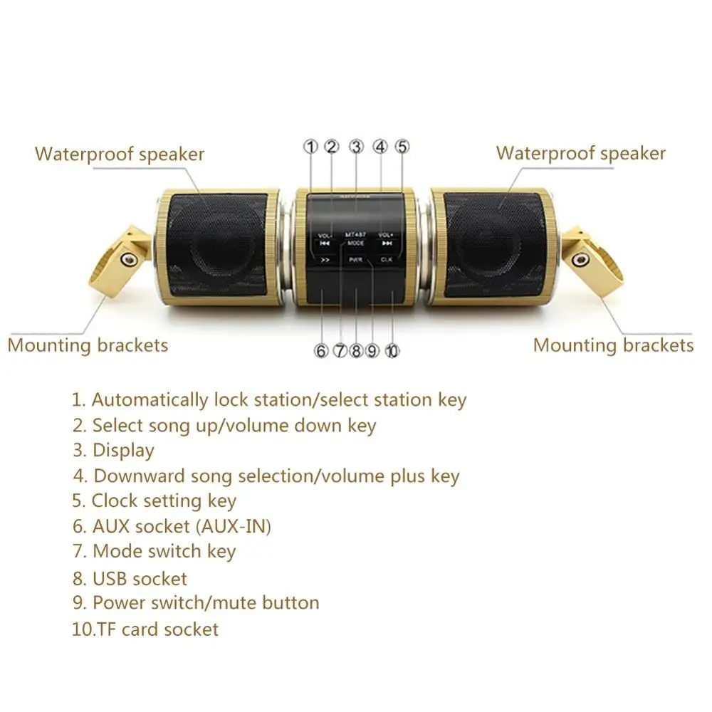 

Riding Bluetooth Speaker Waterproof Motorcycle MP3 Player