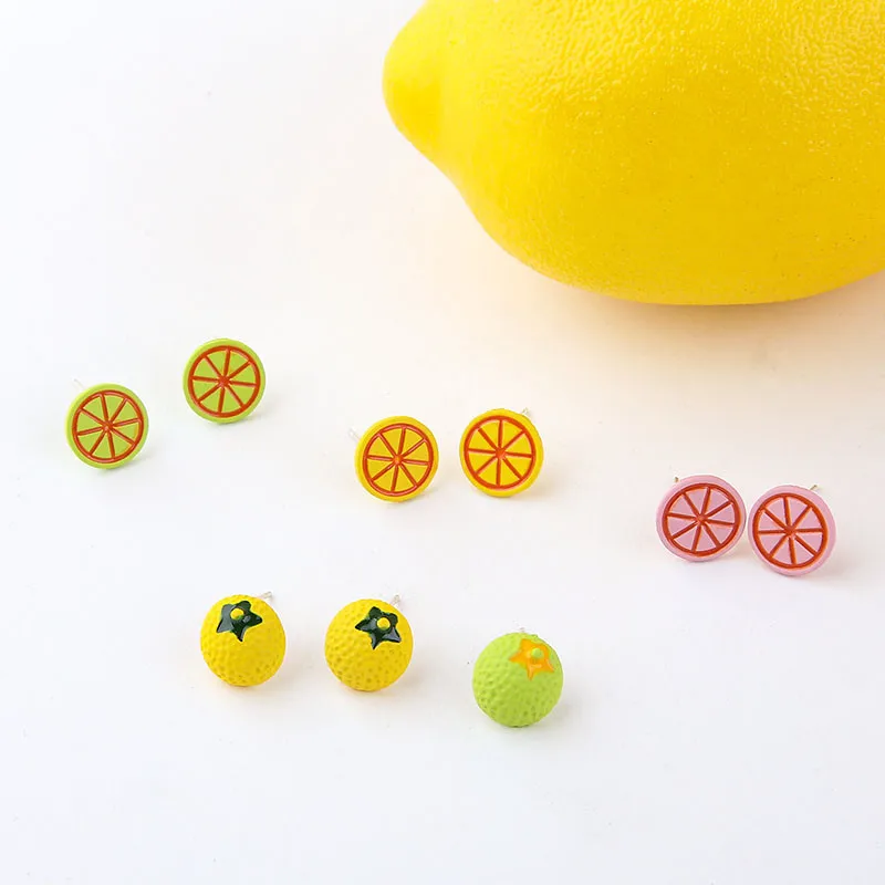 6 шт. летние серьги гвоздики с лимоном для женщин модные ювелирные изделия