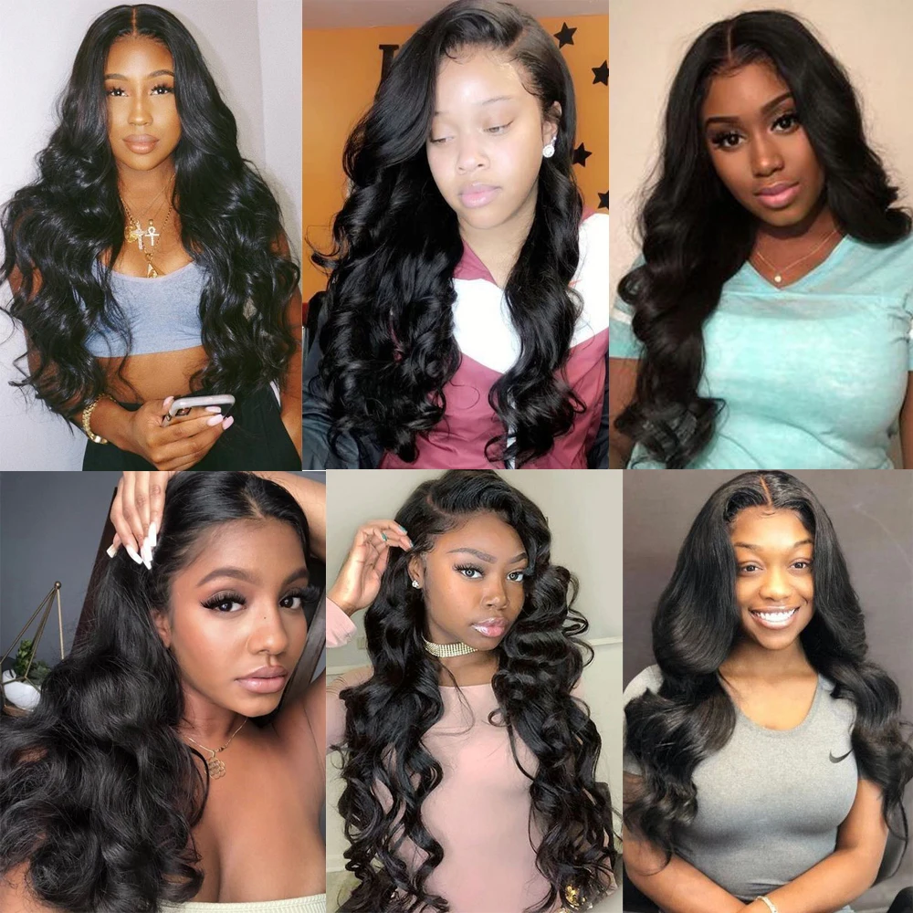 Бразильские пучки волос с закрытием человеческих объемных волн фронтальным