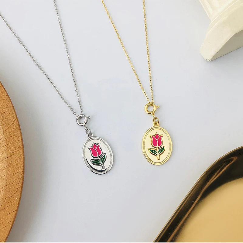 

Amaiyllis 925 Sterling Silver Simple Clavicle Rose Necklace Pendant Creative Collar Statement Necklace For Women Silver Jewelry