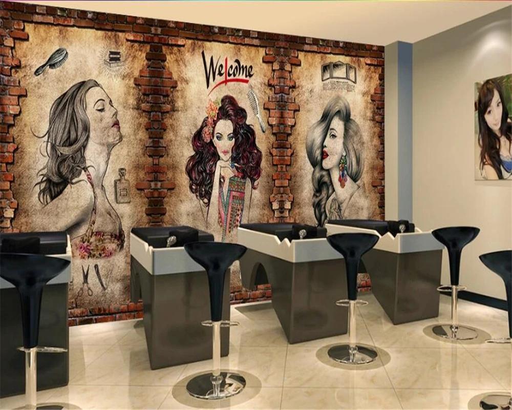Пользовательские обои 3d ностальгические ретро макияж салон красоты