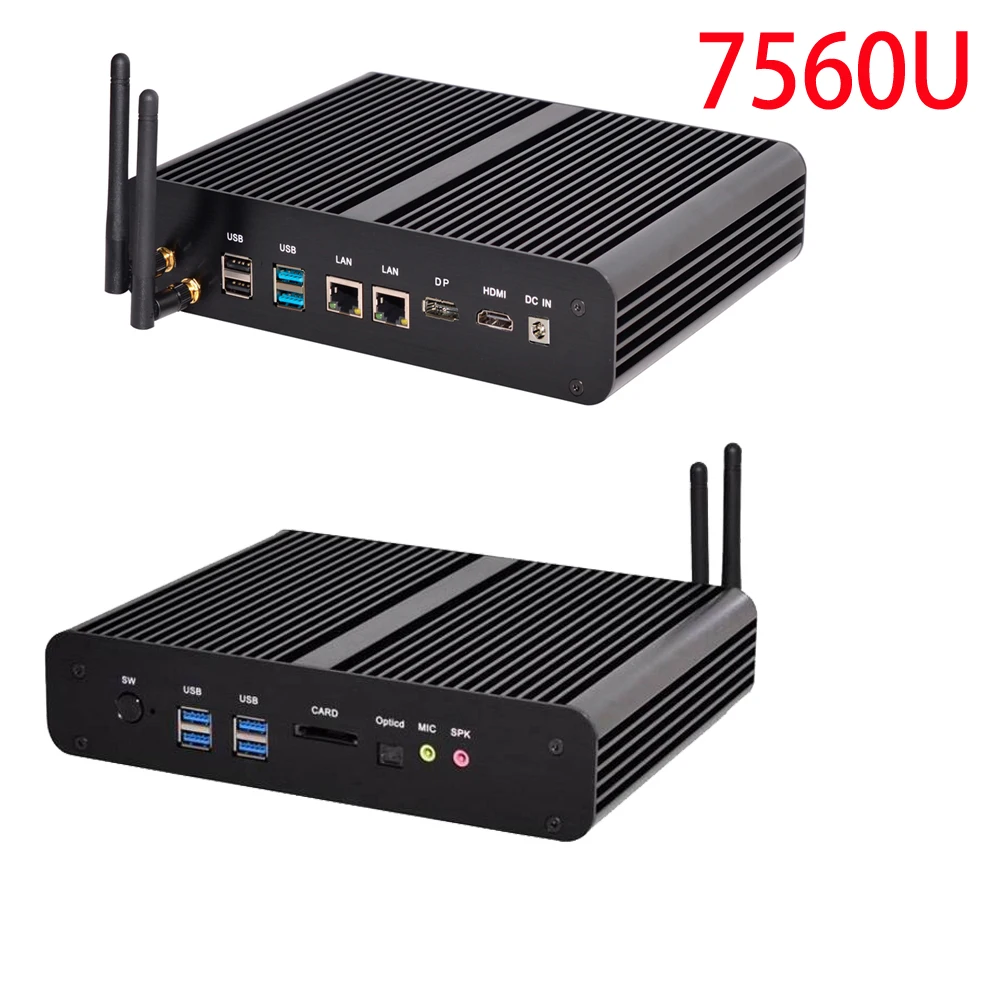 Nuc безвентиляторный HTPC неттоп Мини ПК Intel Core i7 8550U/6567U i5 8250U/7260U 2 * DDR4 M.2 + Msata 5 ''SATA
