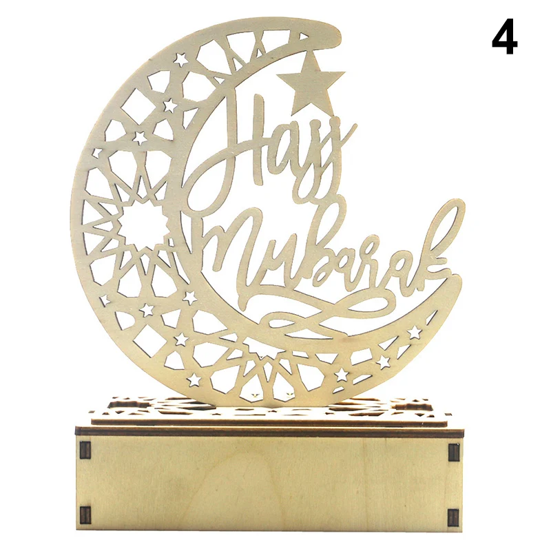 

Wooden Moon Hollow Letters LED Light for Islamic Eid Mubarak Ramadan Karul Festival LED Lamp Decoration Crafts LED Gifts QP2