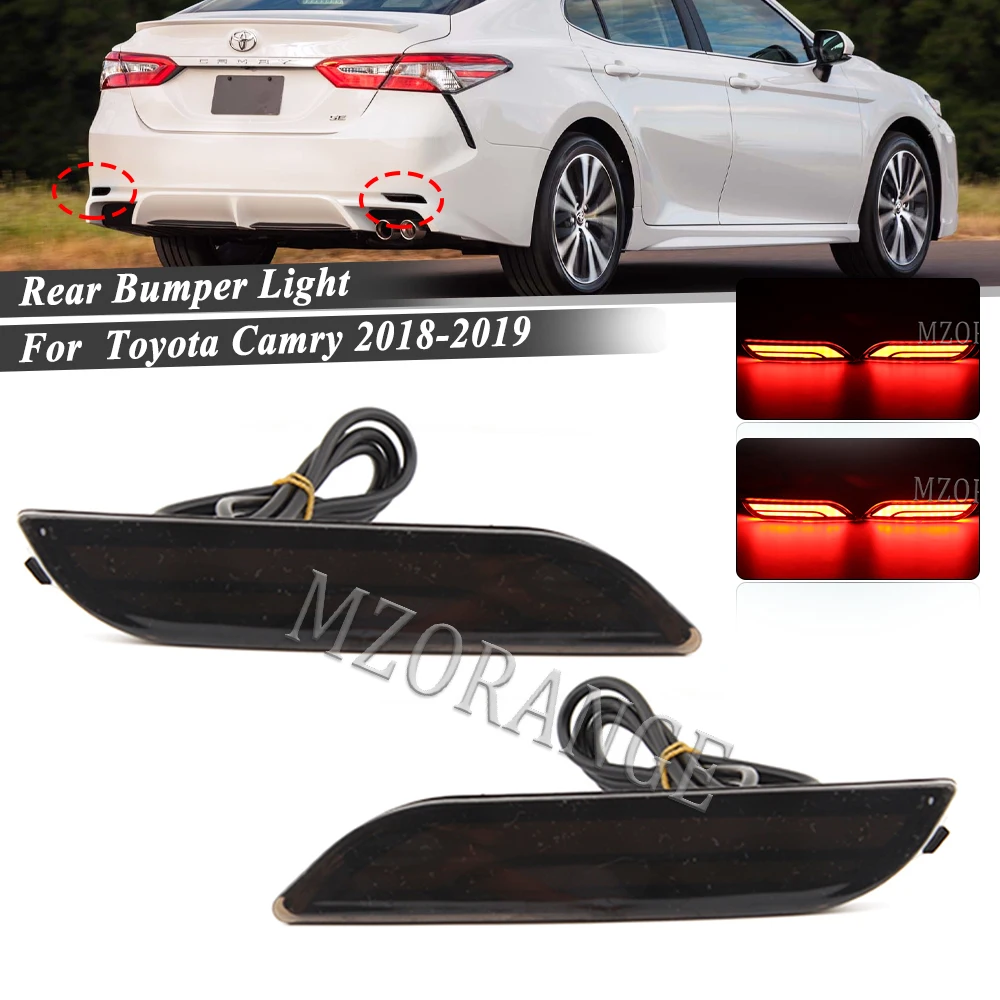 3D Optic LED Bumper Reflector Lights For 2018-up Toyota Camry Function Tail Brake Rear Fog Lamps and Turn Signal Light