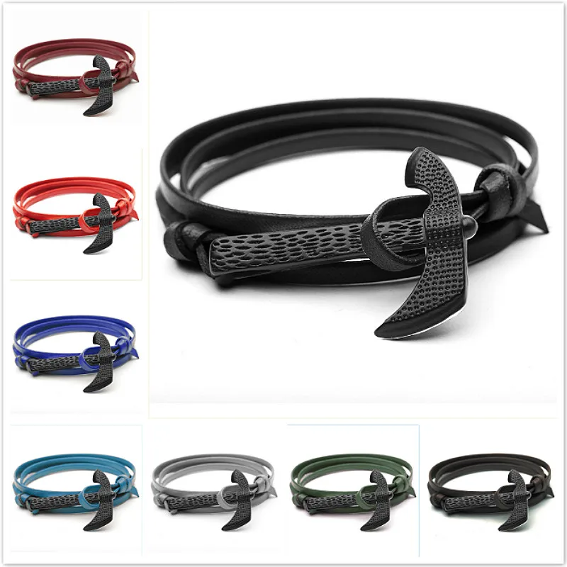 Новинка 2019 модные браслеты с якорем и головой топора Мужская веревка для