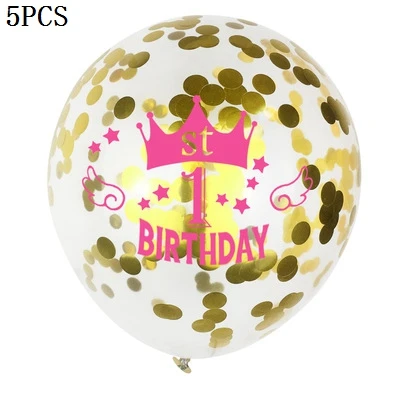 1/2/3 Years Old Baby Kids Birthday 12inch Crown Confetti Transparent Latex Balloon Set Boy Girl Happy Party Supplies | Дом и сад