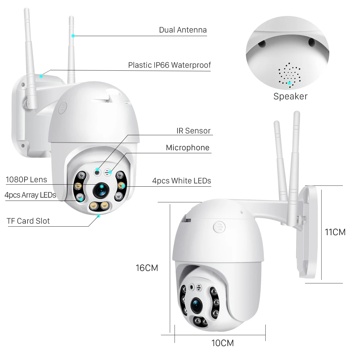 BESDERSEC 1080P Wifi PTZ камера Humanoid обнаруживает Открытый IP66 Водонепроницаемая беспроводная IP камера 2MP Двухсторонняя связь Облачное хранилище iCSee