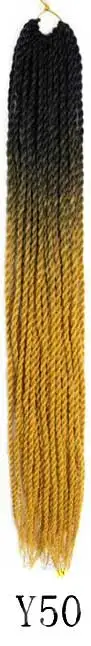 Qphair Ombre Сенегальские вьющиеся волосы крючком косы 24 дюйма 30 корней/упаковка синтетические плетеные волосы для женщин черные кроличьи волосы - Цвет: y50