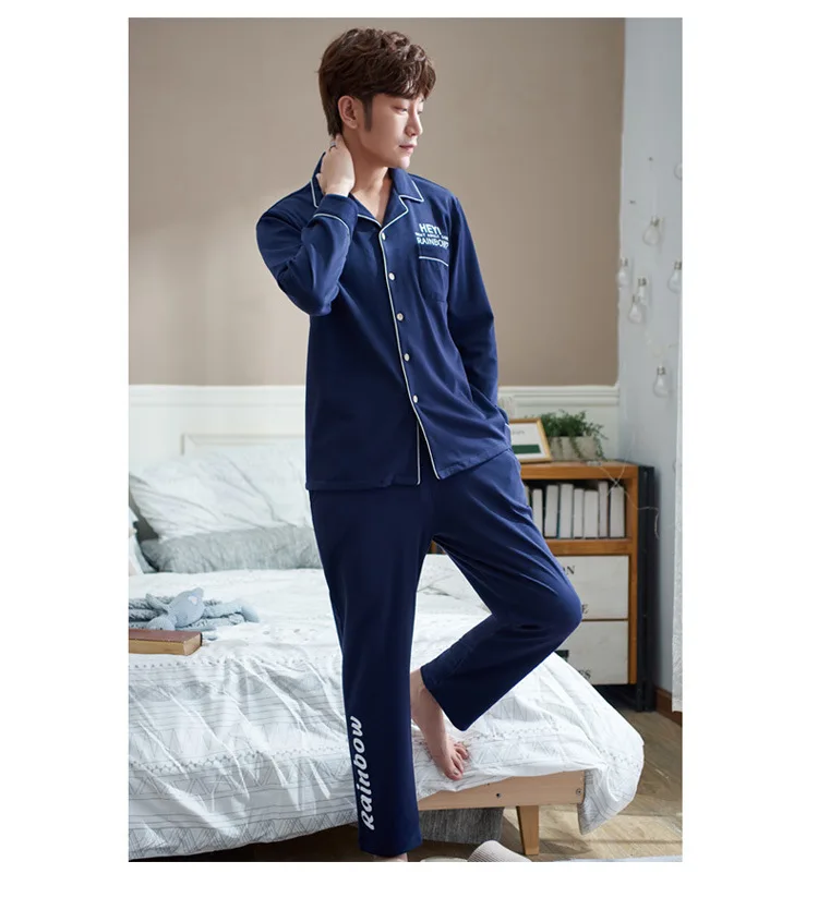 

Sets 2019 Autumn Winter Male Fashion Sleepwear Men Casual Homewear Suit Man's Pajamas Plus Size Turn Down Collar Pajamas