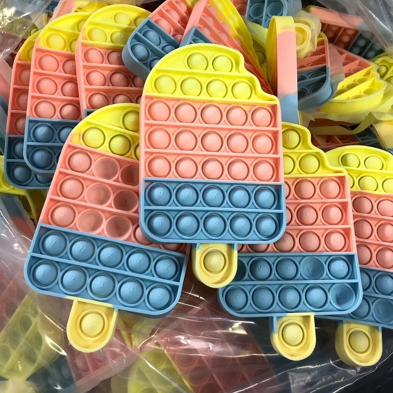 

10pcs Desktop Fun Ice Cream Shaped Push Bubble It Silicone Toys Children Adult Stress Reliever Fidget Squeeze Board Game gifts