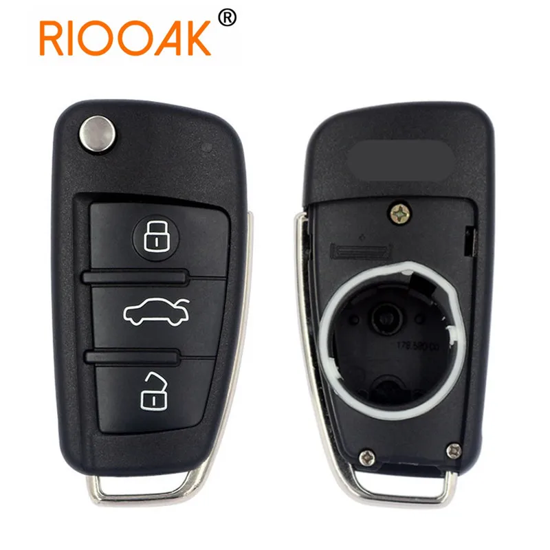 

3 Buttons Uncut Blank Auto Car key Case Fob For Audi A3 Q3 Repalcement Folding Car Key Shell