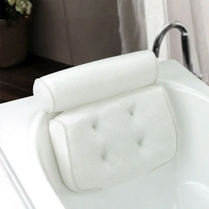 

3D Mesh Spa Non-Slip Cushioned Bath Pillow Tub Spa Pillow Bathtub Head Rest Pillow With Suction Cups Bathroom Supply