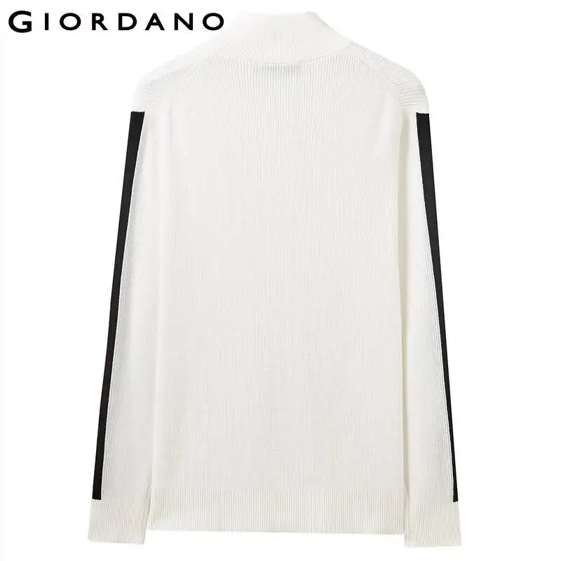 Giordano мужские свитера Mockneck половина Placket контрастный вязаный свитер молния муха Легкий эластичный мужской s свитера для 90059877