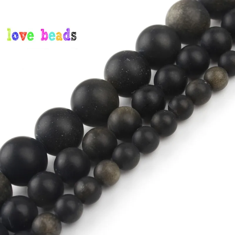 Натуральный Матовый Золотой обсидиан камень Бусины тусклый польский круглый