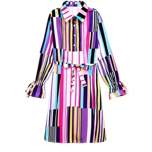 Women's Clothing Spring Summer Fashion Women Dresses 2021 New Large Size Printed Long-Sleeved Lapel Women's Dresses NBH110 10 item image