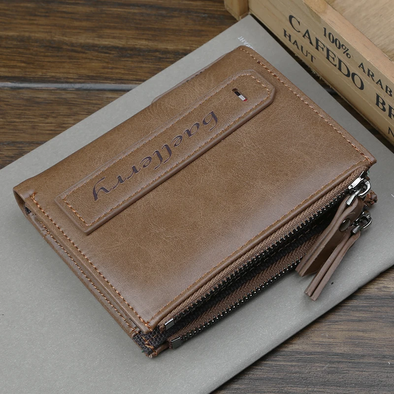 Мужской короткий кошелек на молнии многофункциональный бумажник большой