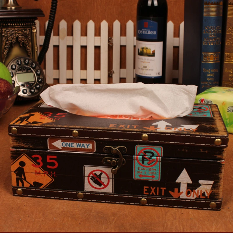 

Retro Tissue Box Creative Cute Home Living Room Light Luxury Car Drawer Tray Restaurant Napkin Box Storage Box