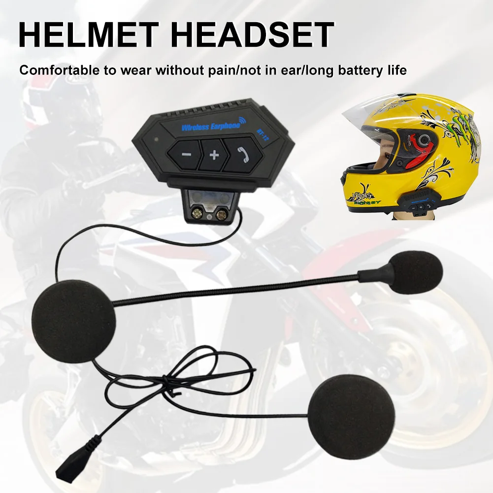 

Motorcycle Helmet BT Headset with Microphone Rechargeable Auto Answer Wireless Earpiece 32Hrs Endurance Helmet Headset