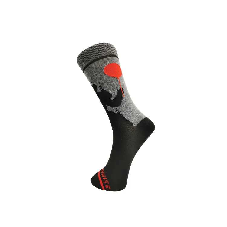 

New cool personality black smile mouth dark monster stare at letter tide socks cotton casual men's socks