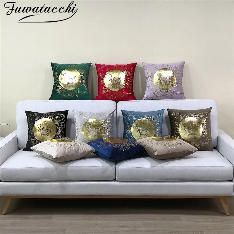 Чехол для подушки с буквами Fuwatacchi Gold Foli Circle бархатные тканевые чехлы дома дивана