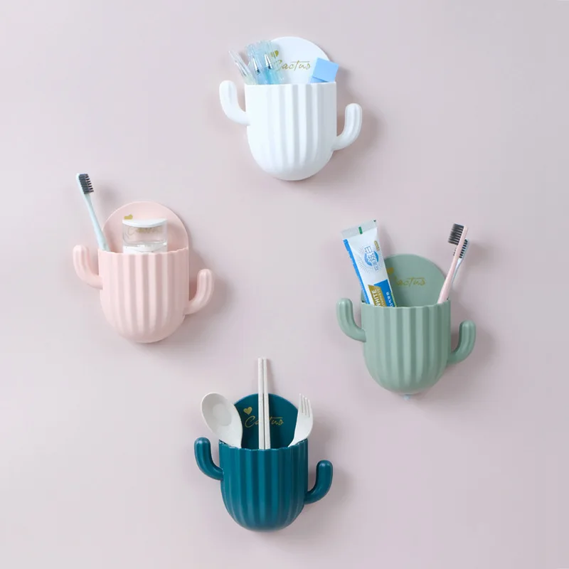 

Home Wall Self-adhesive Storage Rack Holder For Kitchen Bathroom Toothbrush Storage Wall-mounted Holder Bottom Hole Design Rack