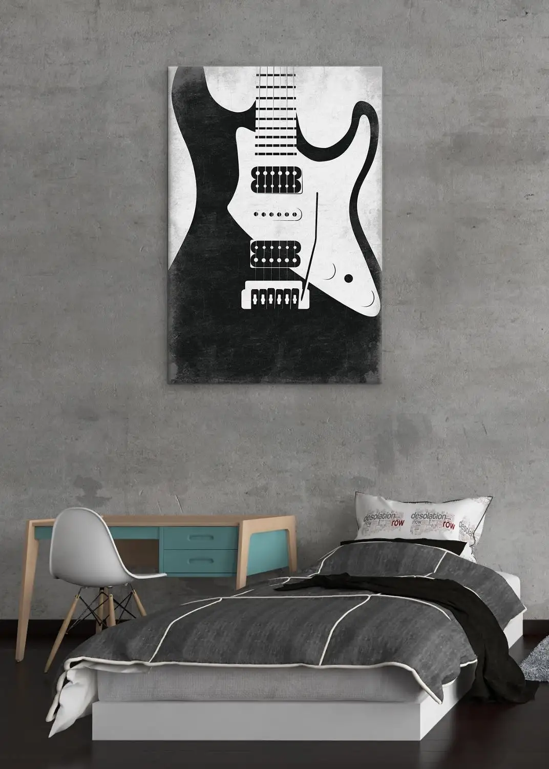 Черный и белый абстрактный гитарный музыкальный настенный художественный Декор