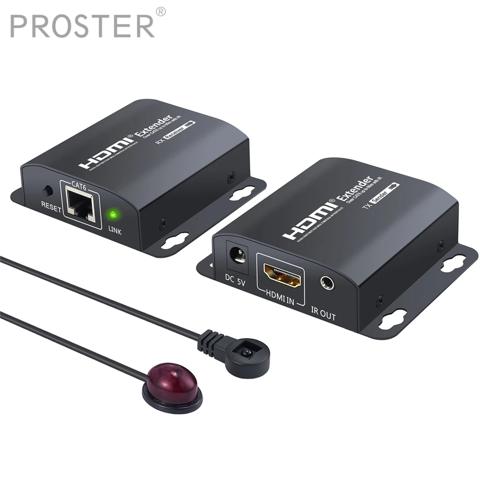 Proster HDMI удлинитель 60 м Ретранслятор с ИК пультом дистанционного управления 1080P