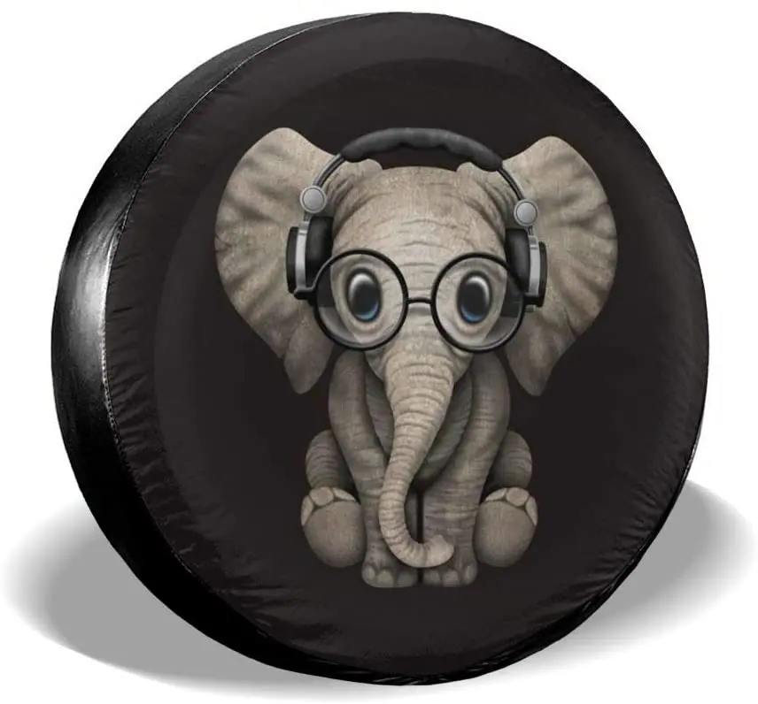

Слон с очками чехол для запасной шины, водонепроницаемый пыленепроницаемый УФ-чехол для колеса, подходит для автомобиля, прицепа,