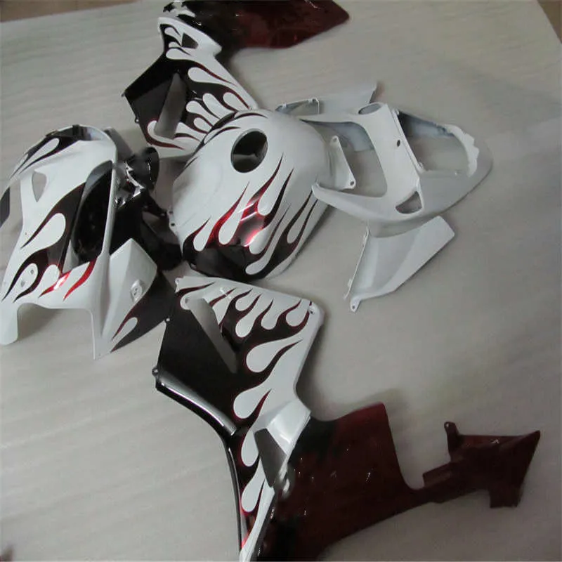 

ABS-gifts Injection mold Fairing kit for CBR600RR F5 05 06 Black Flame White 2005 2006 CBR600 Fairings set