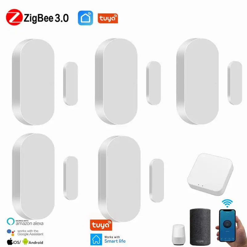 

Смарт-детекторы Tuya ZigBee, детекторы открытия/закрытия, Wi-Fi, уведомления от приложения, звуковая сигнализация безопасности для Alexa Google Home