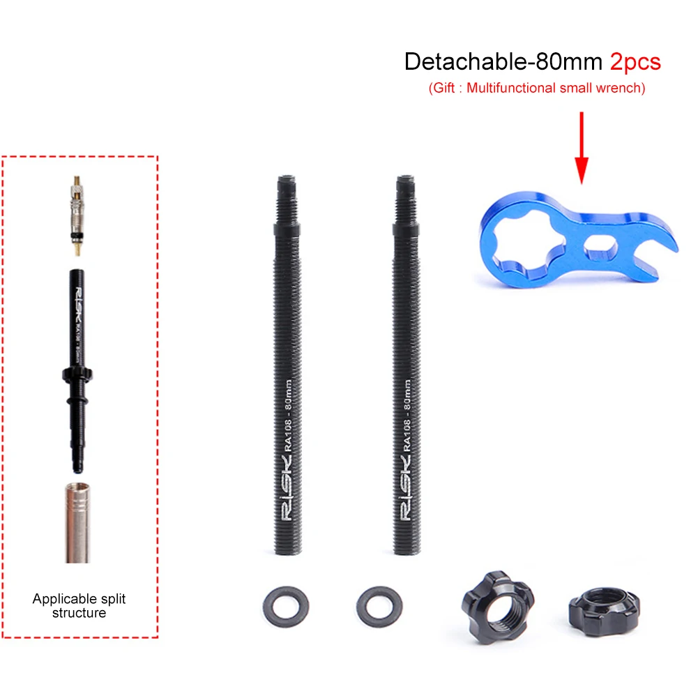 

45mm 80mm Bike Presta Valve Extender Bicycle Tube Valve Extenders Inner Tyre Valves Extension for Road Fixed Gear Bike Tyre