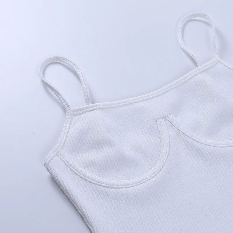 

Sexy Push Up White Bodysuit Women Casual Slim Sleeveless Ribbed Knitted Spaghetti Strap Bodycon Jumpsuit Body Femme Autumn 2020