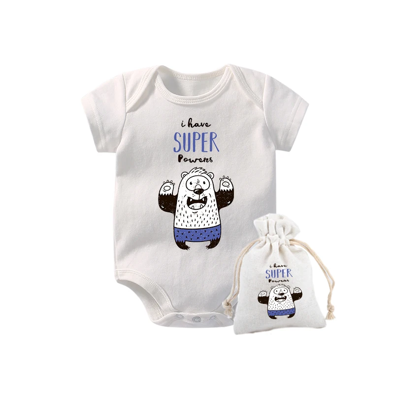 YSCULBUTOL Детские боди с сумкой белые костюмы супер животными одежда для маленьких
