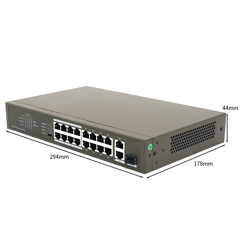 ФУР GLF1118P-16-150W Настольный сетевой переключатель 16 RJ45 сети Порты и разъёмы 10/100