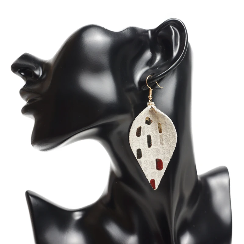 Серьги-подвески женские из натуральной кожи с листьями | Украшения и аксессуары
