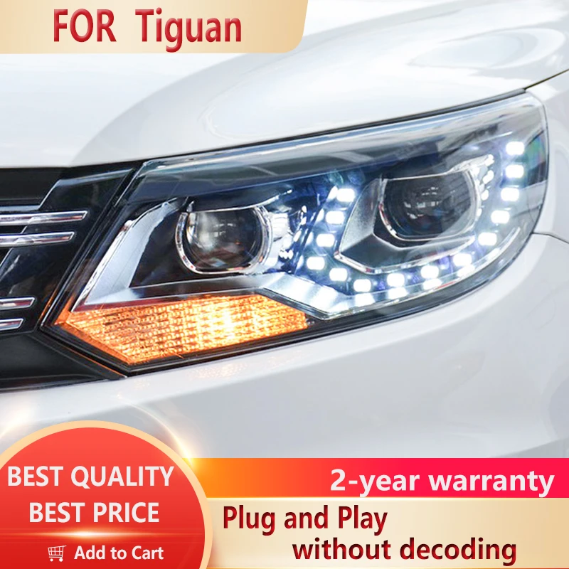 

For VW Tiguan Headlights 2013-2017 LED Headlight DRL Hid Head Lamp Angel Eye Bi Xenon Beam Accessories