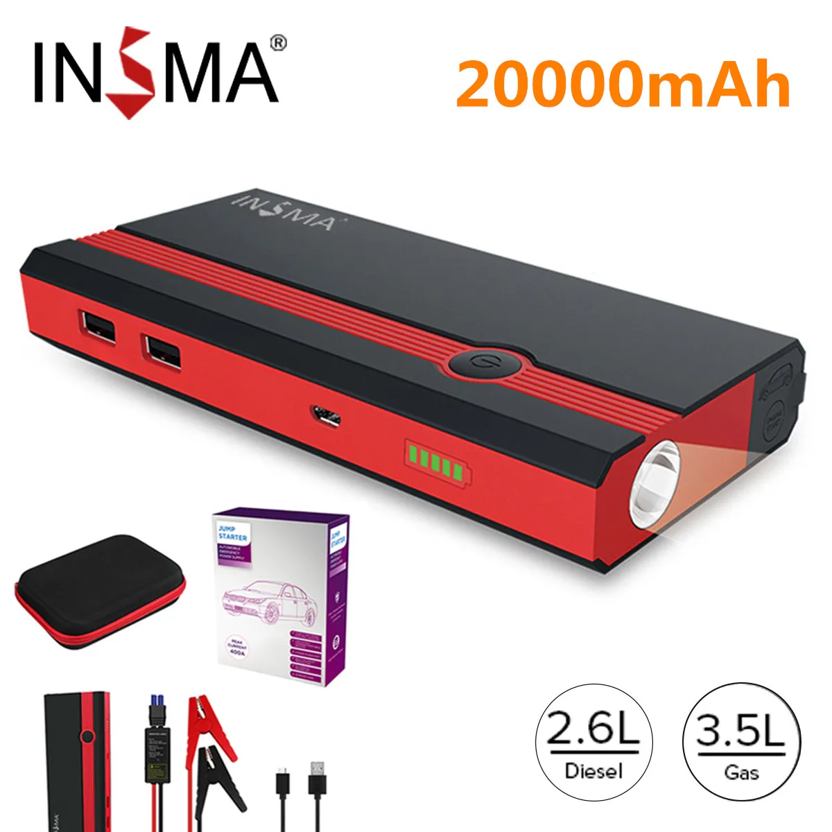 

Car Jump Starter Power Bank 20000mAh Portable Battery Station For 3.5L/2.6L Car Emergency Booster Starting Device