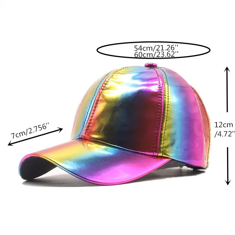 

Fashion Rainbow Color hip-hop hat Gradient Baseball Cap Men Women luxury Leather Snapback Hat Adjustable Outdoor Fashion Dad Cap