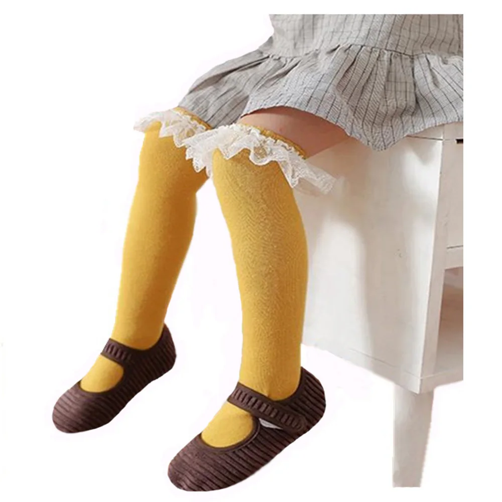 

Детские носки для девочек детские носки, Гольфы с кружевом недорогие вещи для маленьких принцесс; Длинные хлопковые носки на осень и зиму