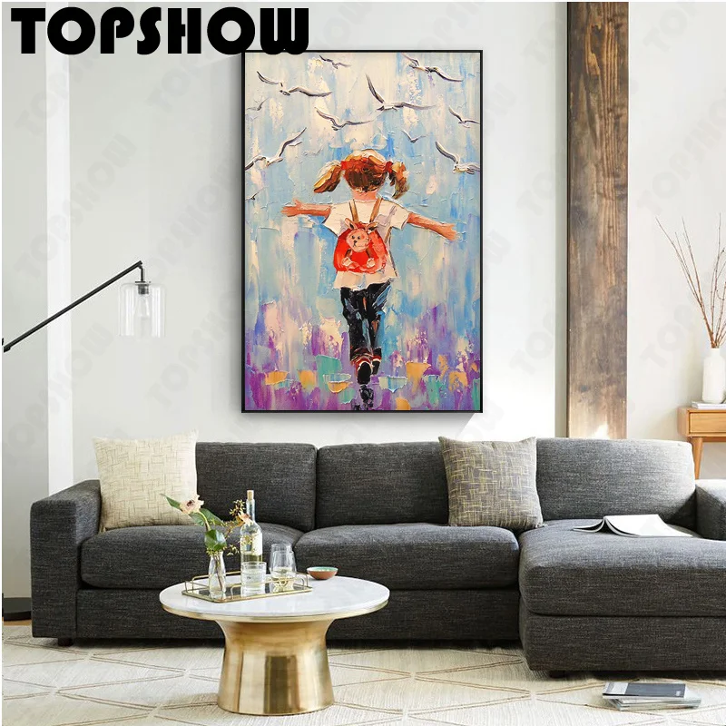 

Детство большая оригинальная ручная роспись абстрактная картина маслом Ручная роспись маслом настенная живопись для дома гостиной