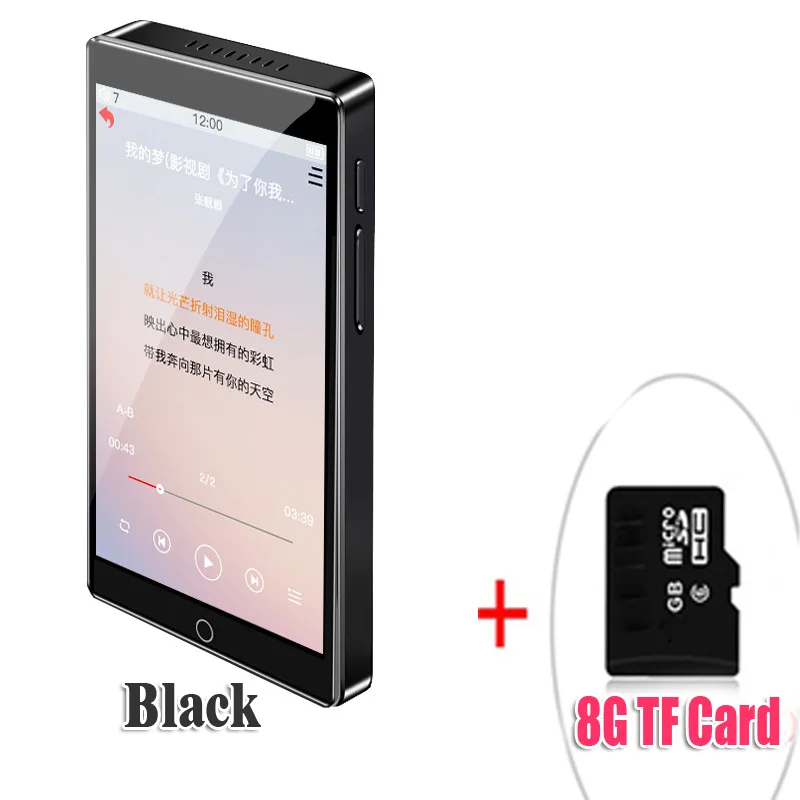 BlackWith8GBTFcard Музыкальный MP3 плеер ruidu H1 с Bluetooth без потерь 1," ЖК-экран поддержка DSD, лирика Displa двунаправленный Blueto - Цвет: BlackWith8GBTFcard