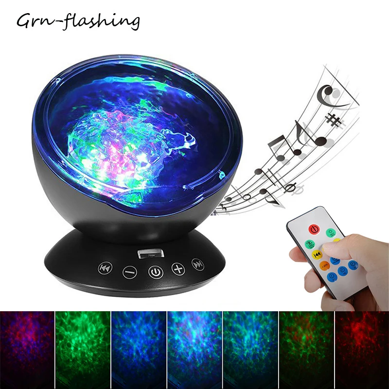 Музыкальный Ночной проектор океанской волны прикроватная лампа для спальни