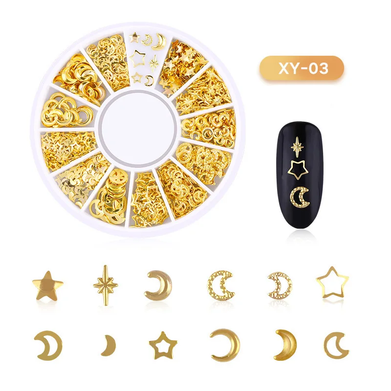 1 коробка 3D полые художественного украшения ногтей металл смешанные формы в виде