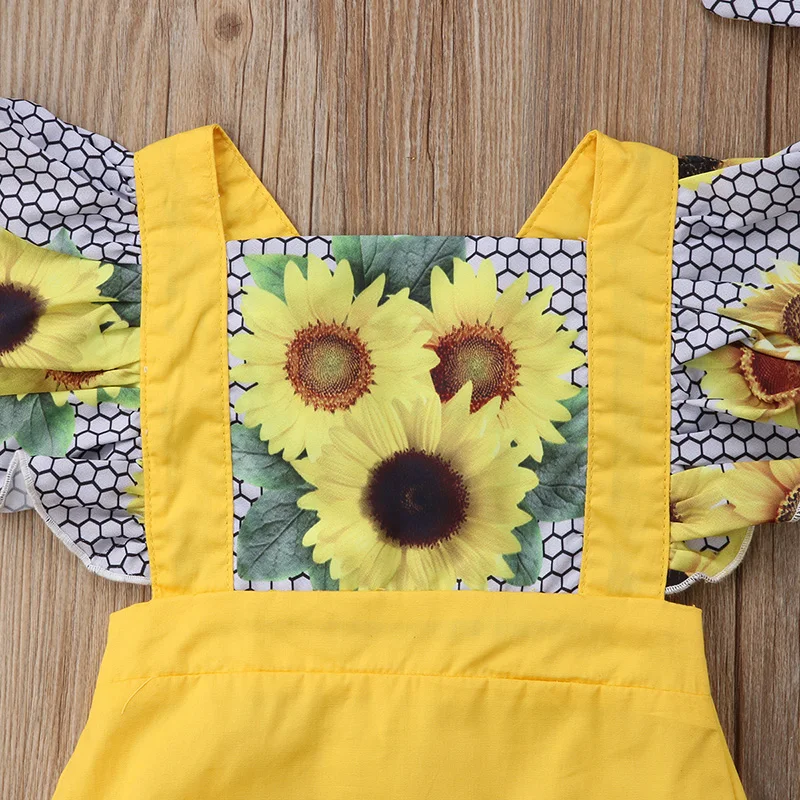 Комбинезон с подсолнухом милый комбинезон принцессы для новорожденных девочек