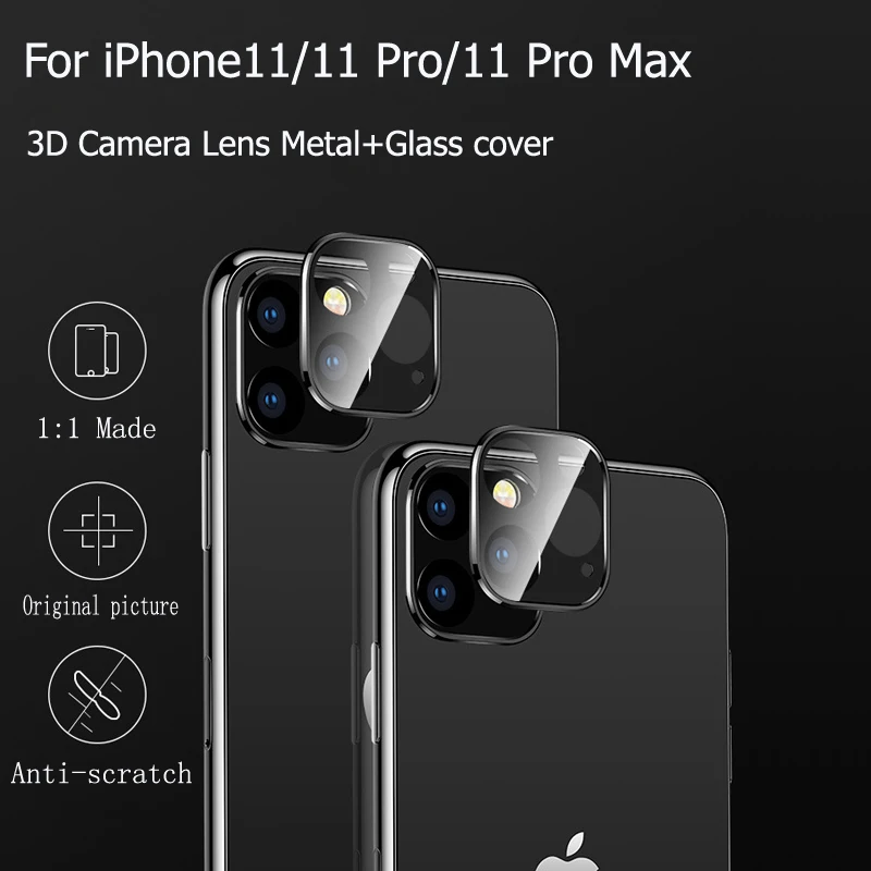 3D металлическое стекло защита объектива камеры для iphone 11 pro max пленка крышка с 1 шт.