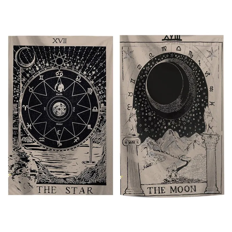 

1PCs Tarot Card Tapestry pattern Wall Decor Picnic Mat Bedspread Sheet Wall Decoration Room Sleeping pad wall art Tapestry